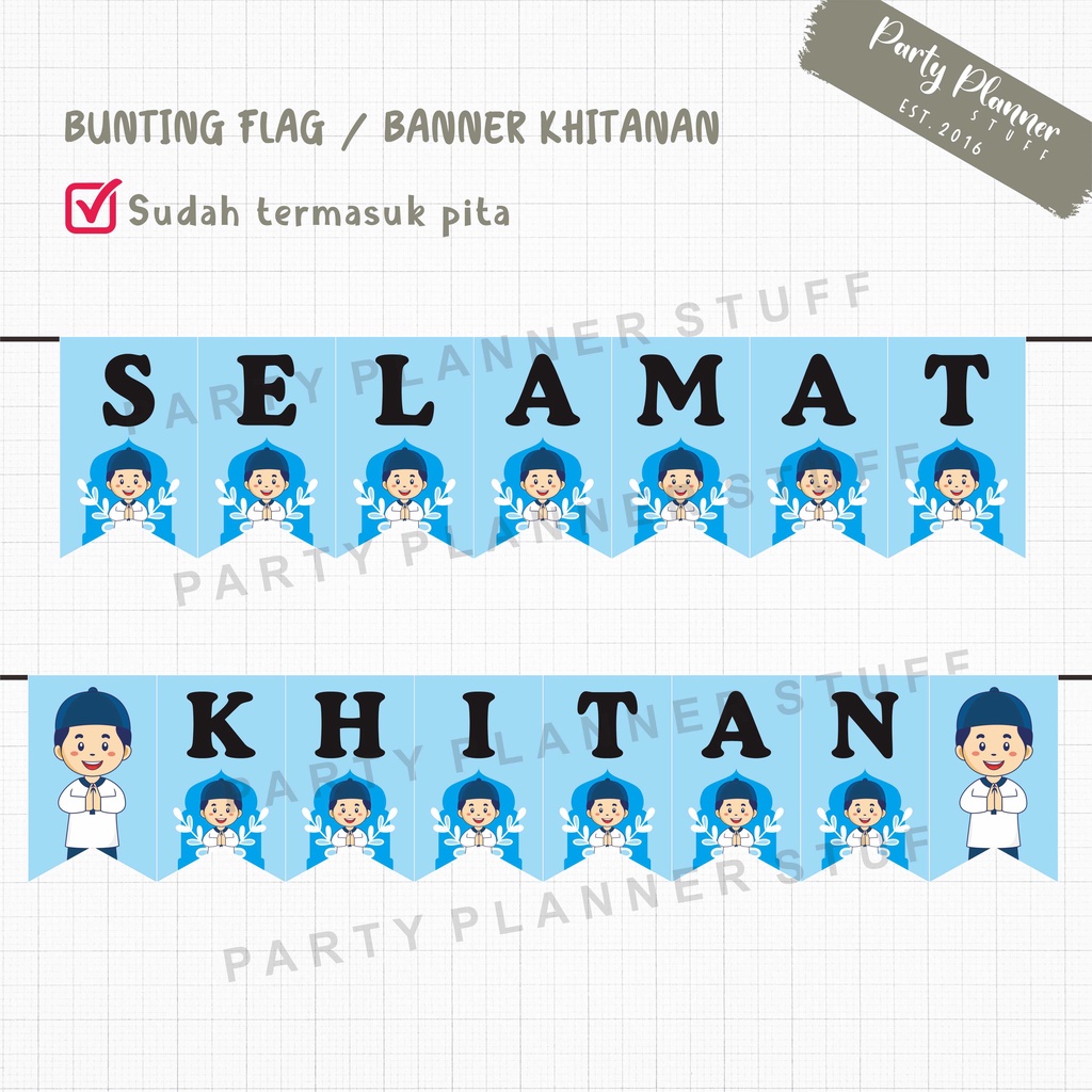 Bunting flag khitanan / flag banner khitanan anak / aksesoris dekorasi khitan sunatan anak / perleng