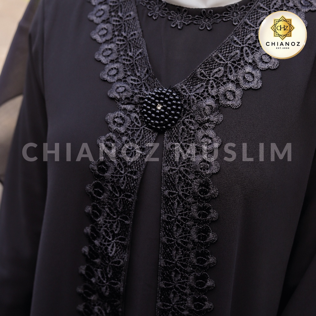 CHIANOZ Gamis Putih Mewah Raisa Dress Brukat Renda Baju Lebaran Umroh Haji Manasik Pesta Akad 905 909