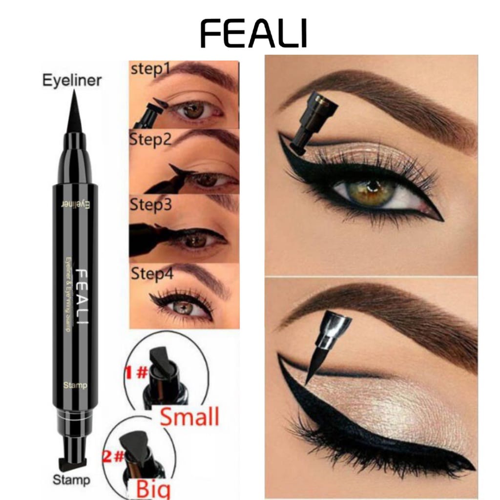 FEALI EYELINER STAMP 2IN1 WATERPOOF LIQUID DUO EYELINER WING WITH STAMP EYELINER CAIR