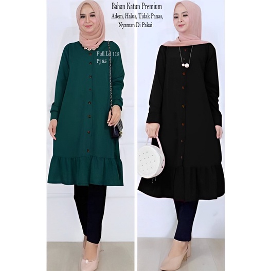 TUNIK REMPEL BAWAH TERBARU BAHAN KATUN IMPORT, FULL LD 115/ TUNIK WANITA/ ATASAN WANITA/ PAKAIAN WAN