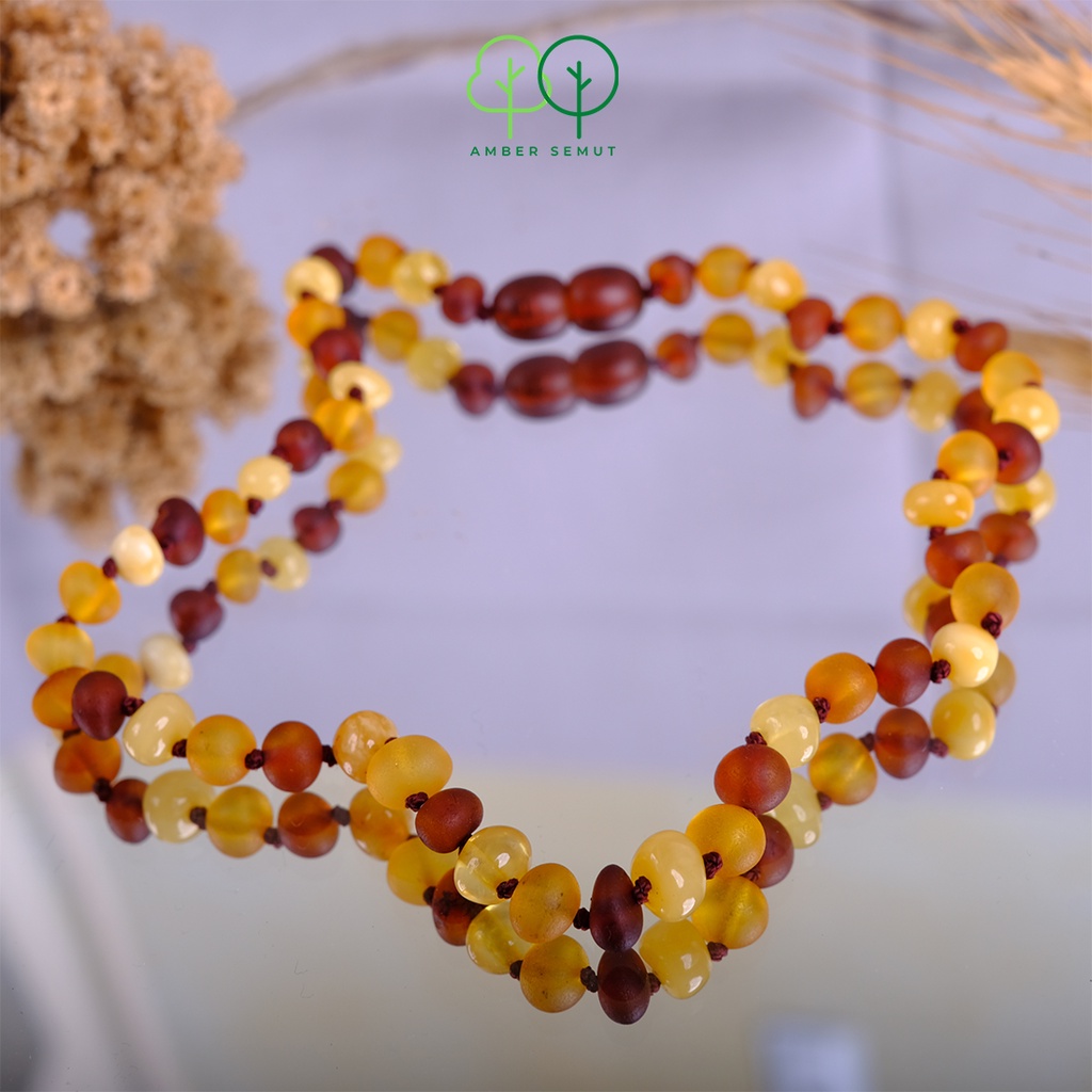 PROMO FREE GELANG AMBER - Kalung Amber Baltic Bayi dan Anak Milk Cognac by AMBER SEMUT