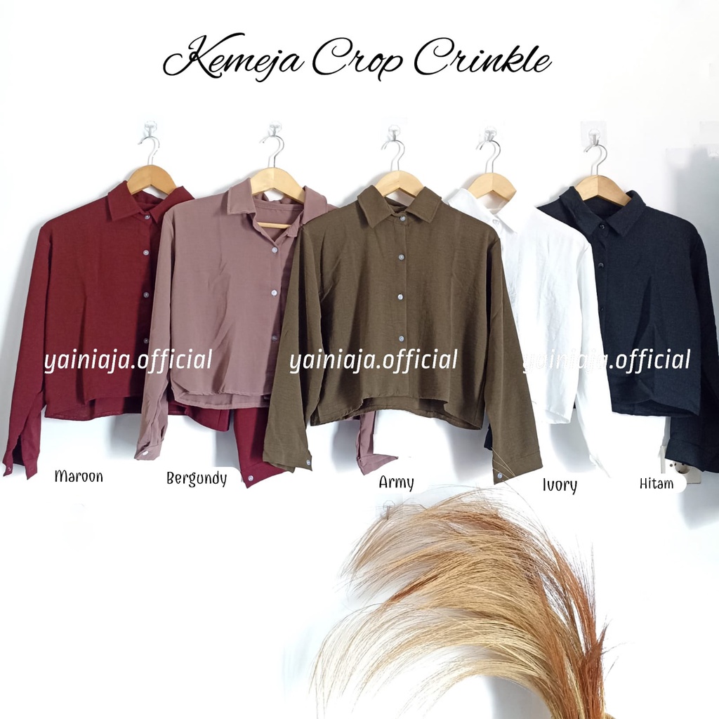 Kemeja Crinkle Crop Top / Atasan Wanita