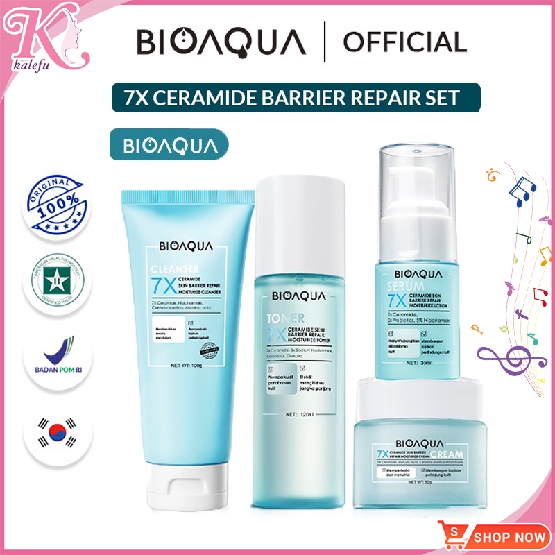 BIOAQUA 7X Ceramide Skincare Paket Repair Barrier Set With Moisturizer Cream/Hydrating Toner/Serum W