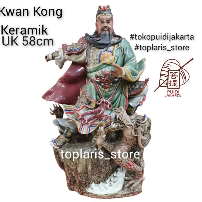 Patung Kwan Kong Keramik 23in