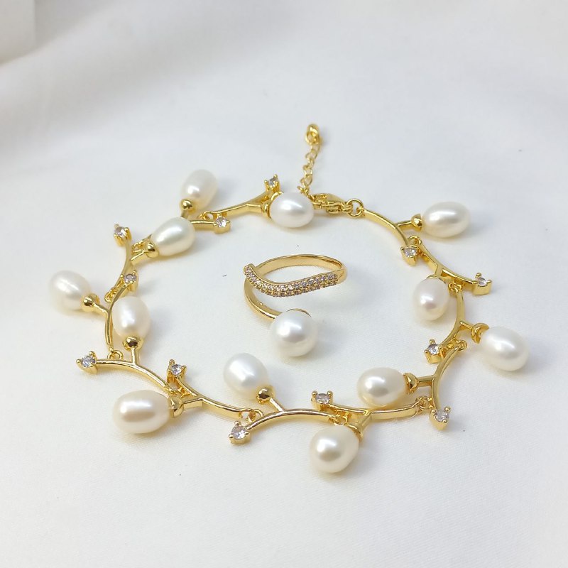 GELANG CINCIN MUTIARA ASLI AIR TAWAR BERSERTIFIKAT, MUTIARA LOMBO, KADO ULTAH WISUDA HARI IBU GURU, 