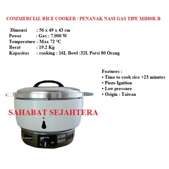 GETRA Rice Cooker MB80R-B Penanak Nasi Gas