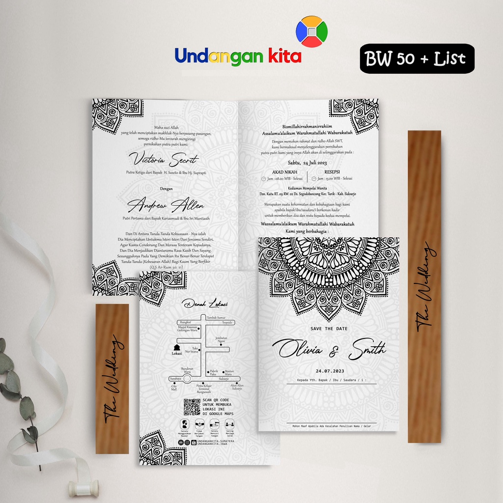 

Undangan Kita Undangan Pernikahan Black & White Sabuk BC TIK 150 GSM Murah Elegan Rustic Termurah Di Indonesia