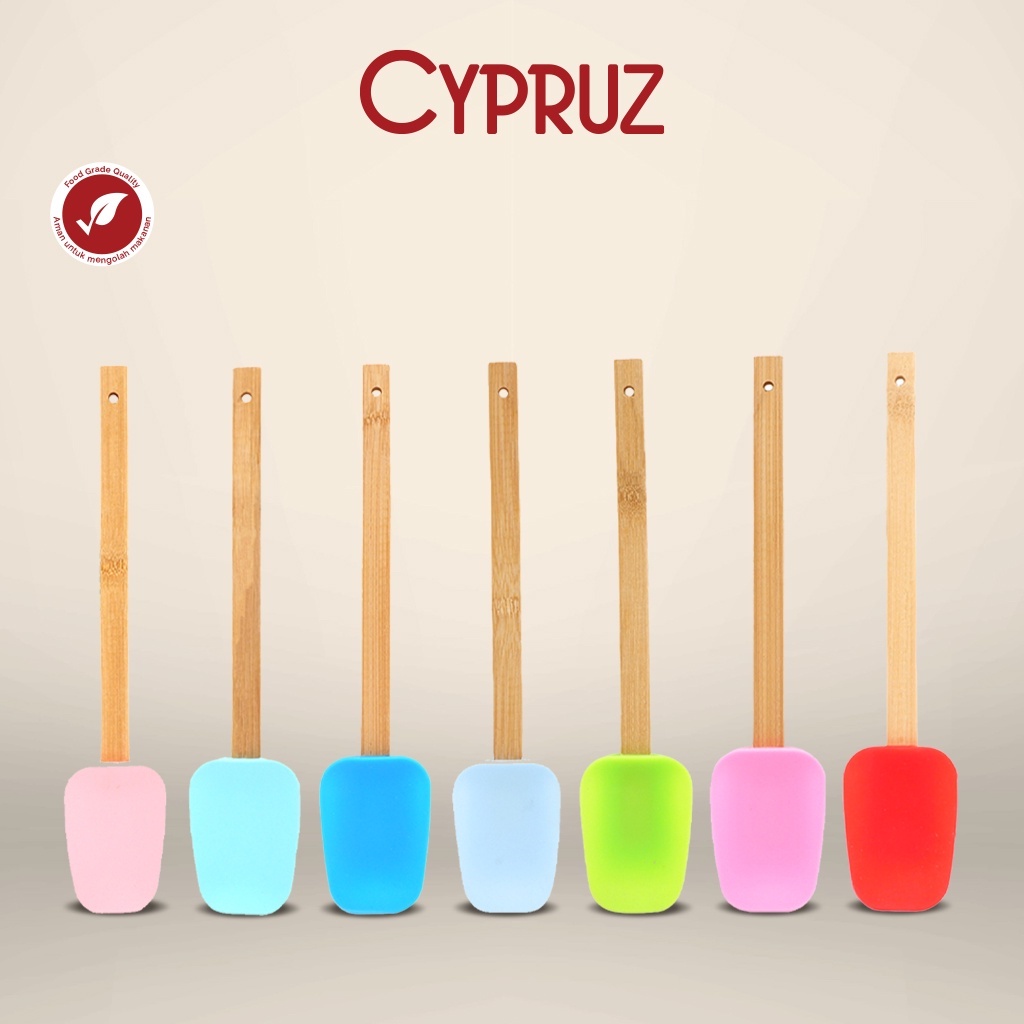 Cypruz Spatula Sendok Silicone + Gagang Bambu AM-1009