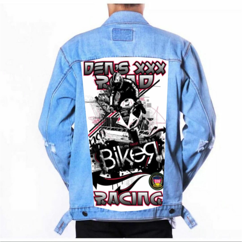 Jaket Jeans Pria Ripped Bergambar-Jaket Denim Pria Ripped Bergambar-Jaket Printing-Jaket Denim Premi