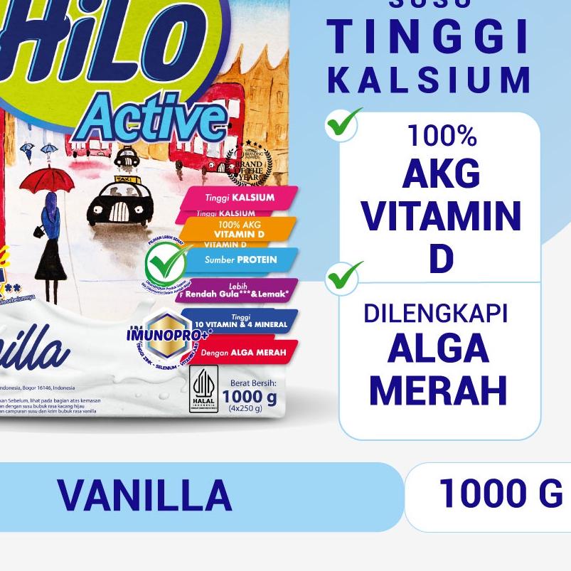 

ⅎ HiLo Active Vanilla 1000 gram - Susu Tinggi Kalsium Lebih Rendah Lemak ♖