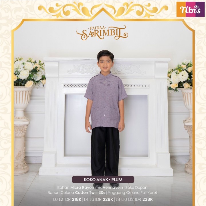BAJU KOKO ANAK TERBARU KOKO LENGAN PENDEK SET CELANA FAIDAA PLUM BY NIBRAS | NIBRAS HOUSE SOEDIRMAN 