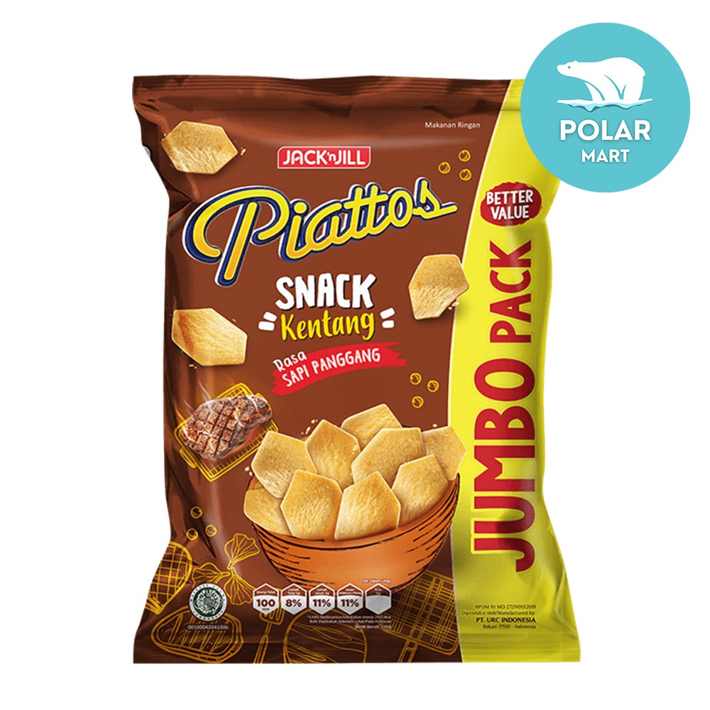 Piattos Potato Chips Snack Kentang Jack N Jill Rasa Sapi Panggang Jumbo 120 Gram