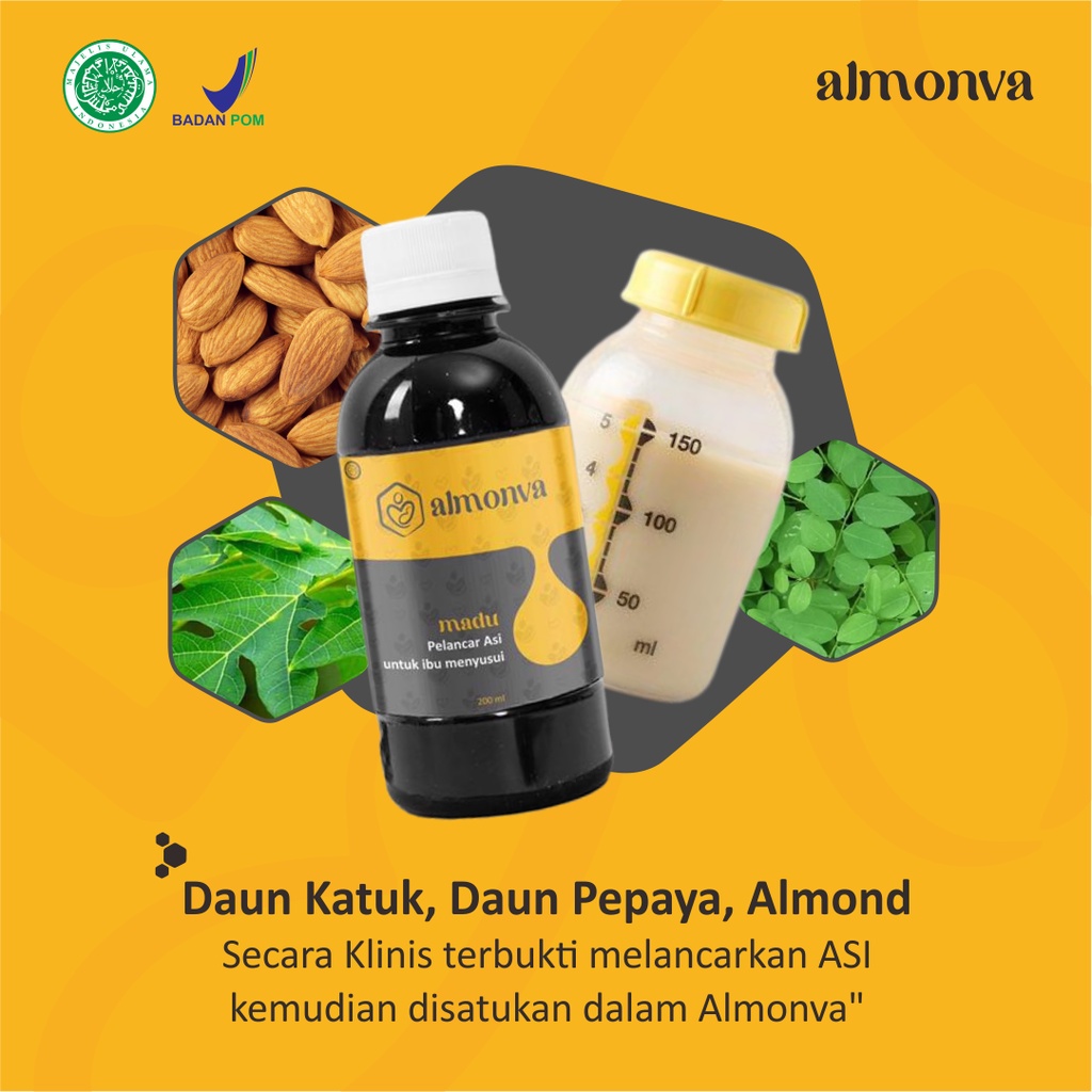 Almonva Madu Herbal Pelancar ASI Daun Katuk Almond Halal BPOM