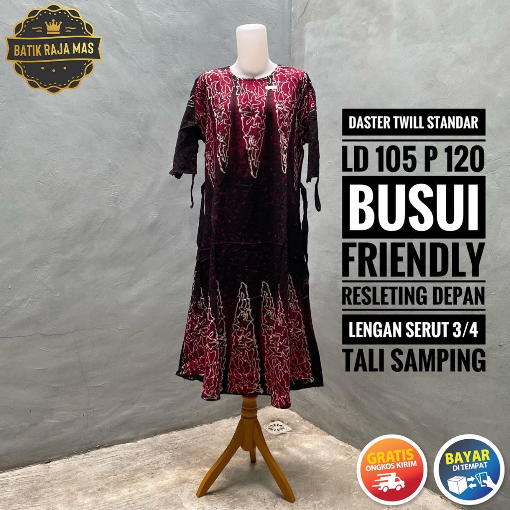 Baju Daster Kekinian Terbaru Lengan 3/4 Twill Ori Pekalongan Dewasa Ibu Ibu Busui Friendly Resleting