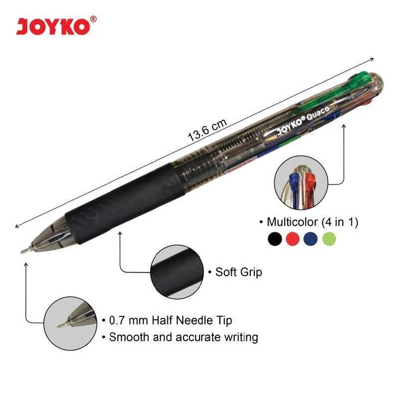 

Pulpen 4 warna Joyko Quaco BP-213 (1pcs)
