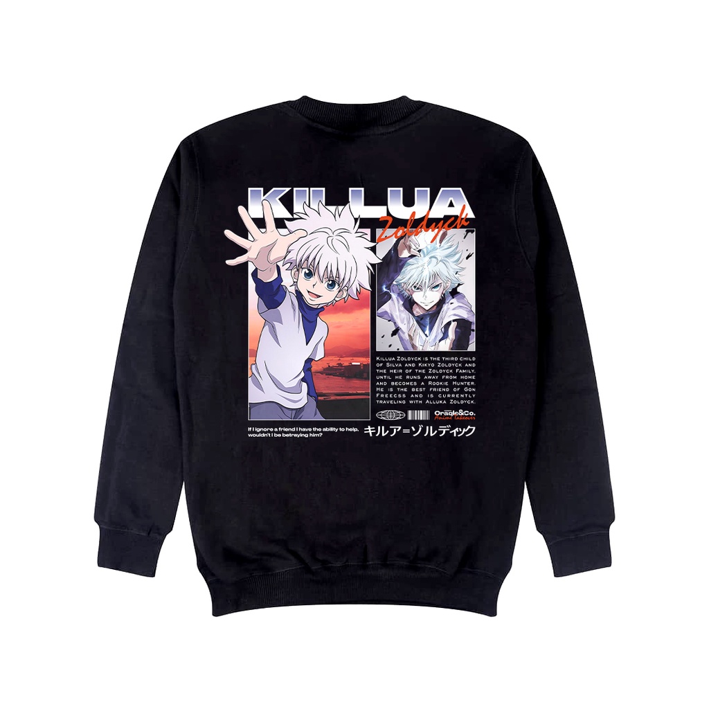 Oraqle Sweater Pullover Hoodie Anime KILLUA CREW BLACK