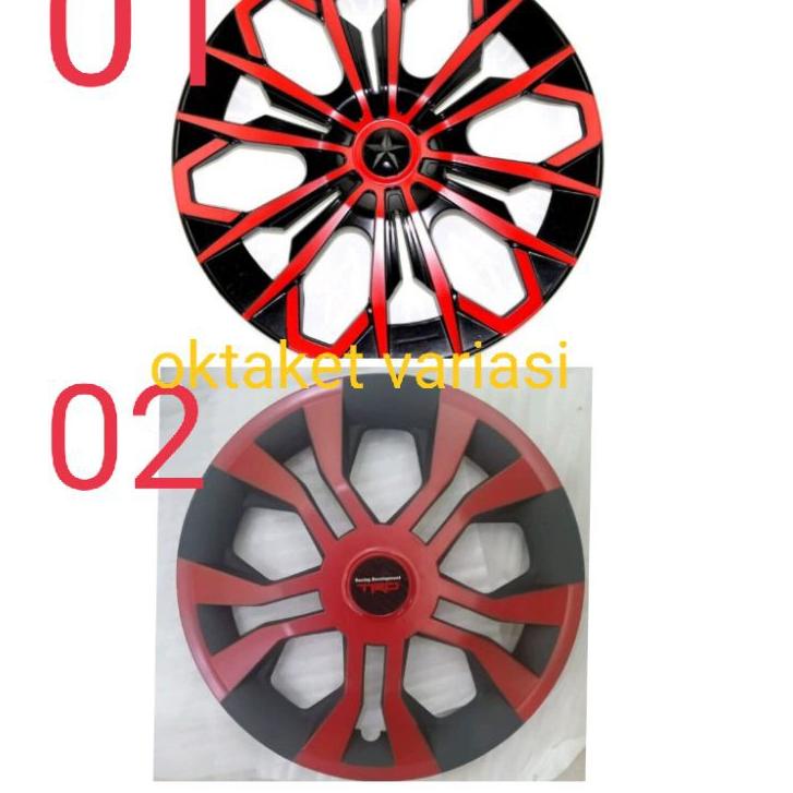 Terlaku Cover dop velg ring 13 dan 14 merah hitam mobil universal calya sigra Carry Agya Ayla Avanza