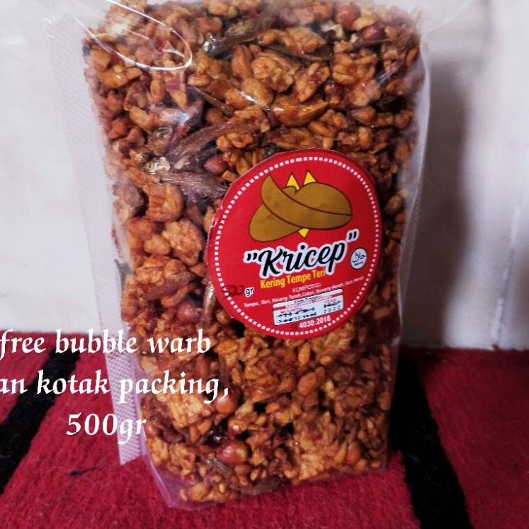 

Free Ongkir kering tempe teri pedas manis/balado (Kricep) 500gr