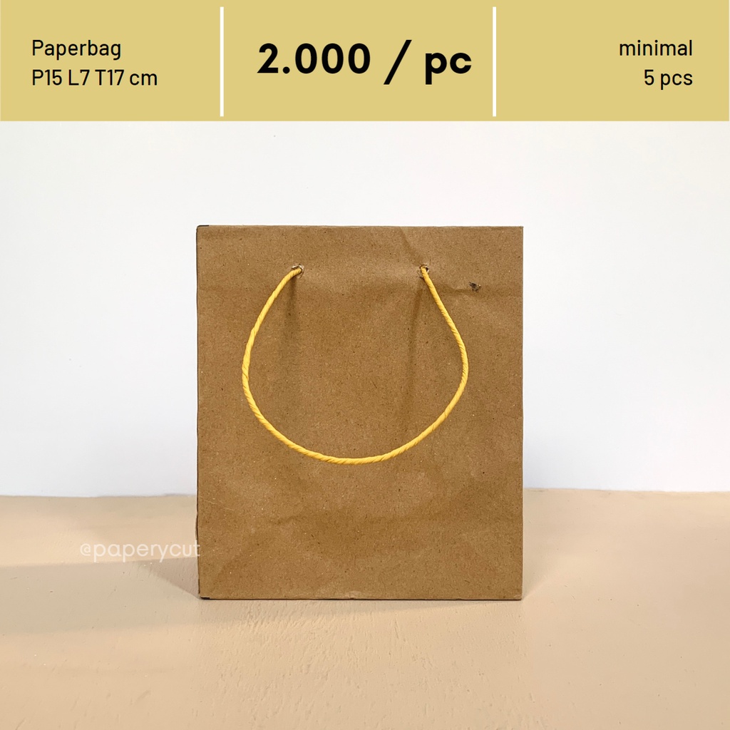 

Paperbag Tas Kertas Kraft Coklat Polos Goodie Bag P15 L7 T17 cm