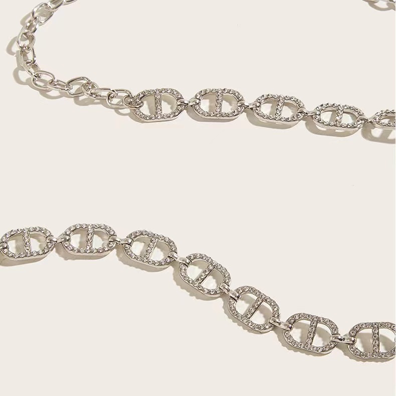 BGS-284 Ikat Pinggang Wanita Rantai Wanita Import, Belt Rantai Slim Model Kristal Imitasi Fashion Wanita Korea Simple dan Elegant Perempuan