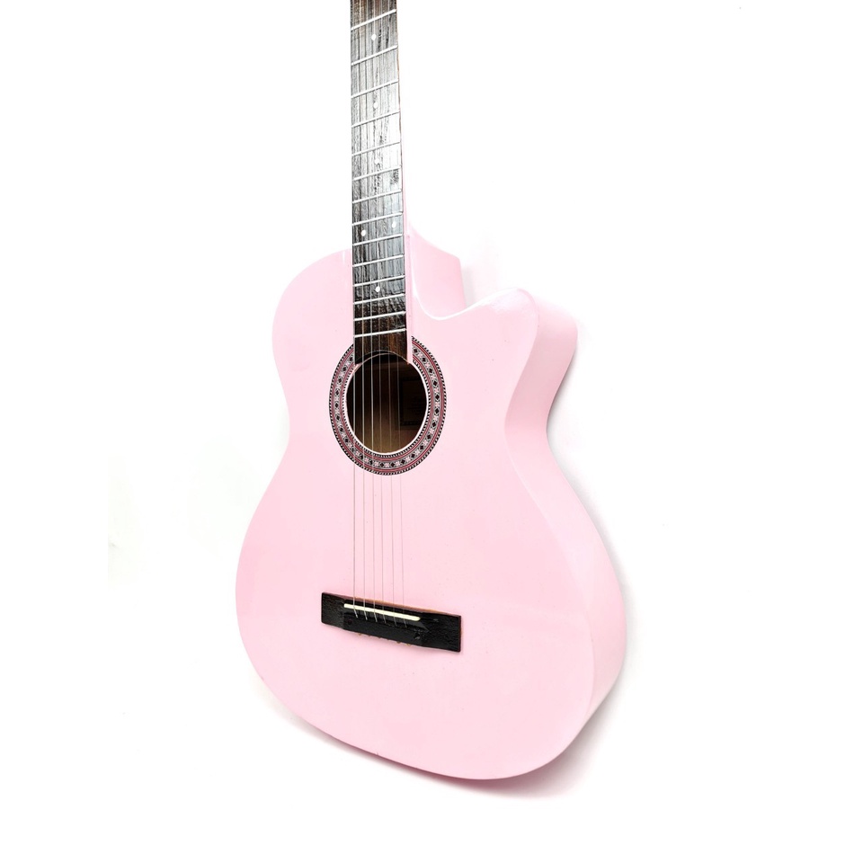 Gitar Akustik Pemula Warna Pink Model Coak Buat Belajar Jakarta Murah