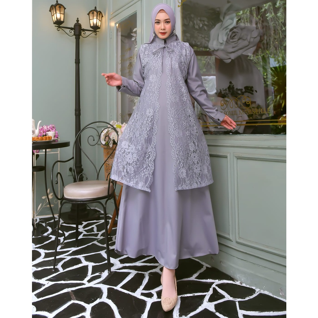 Gamis Brokat Jumbo Terbaru Mewah Bahan Toyobo Original Baju Seragam Kondangan Simple Elegan