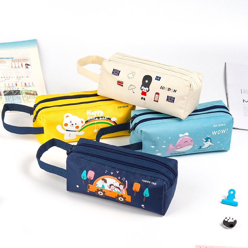 

Tempat Pensil/ Tempat Pensil & Alat Tulis Ritsleting Ganda/Dompet Pensil 2 sleting