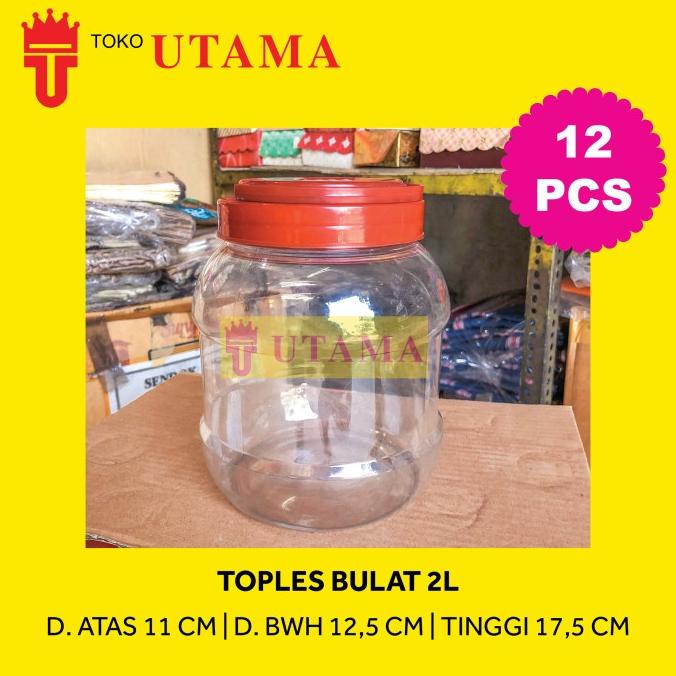 siap kirim] Toples / Stoples 2 Liter Bulat Plastik Bening