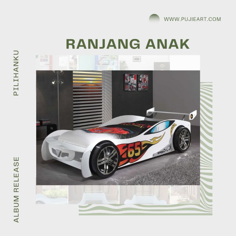 Dipan 120x200 minimalis bentuk mobil, tempat tidur anak bayi karakter terbaru