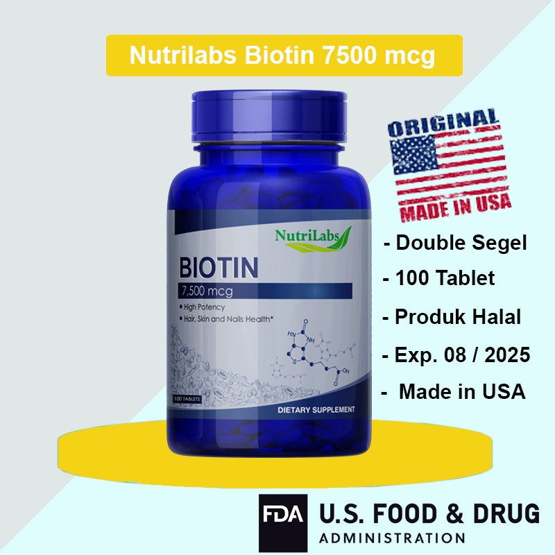 Biotin 7500 mcg Nutrilabs Puritan Puritan's Pride Made In USA 100% Original !