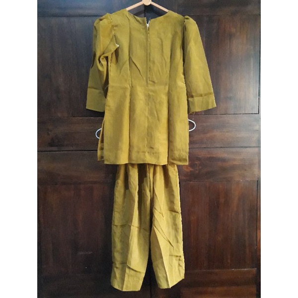 [PL] Set Baju Celana Muslim Muslimah Anak Perempuan Coklat Polos