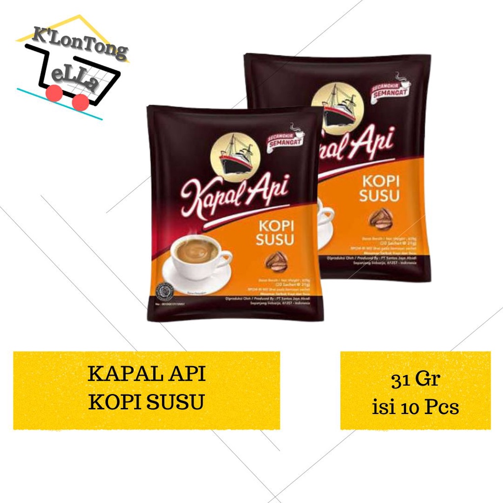 

1 Renceng Kopi Kapal Api Susu isi 10 Sachet x 31 Gram
