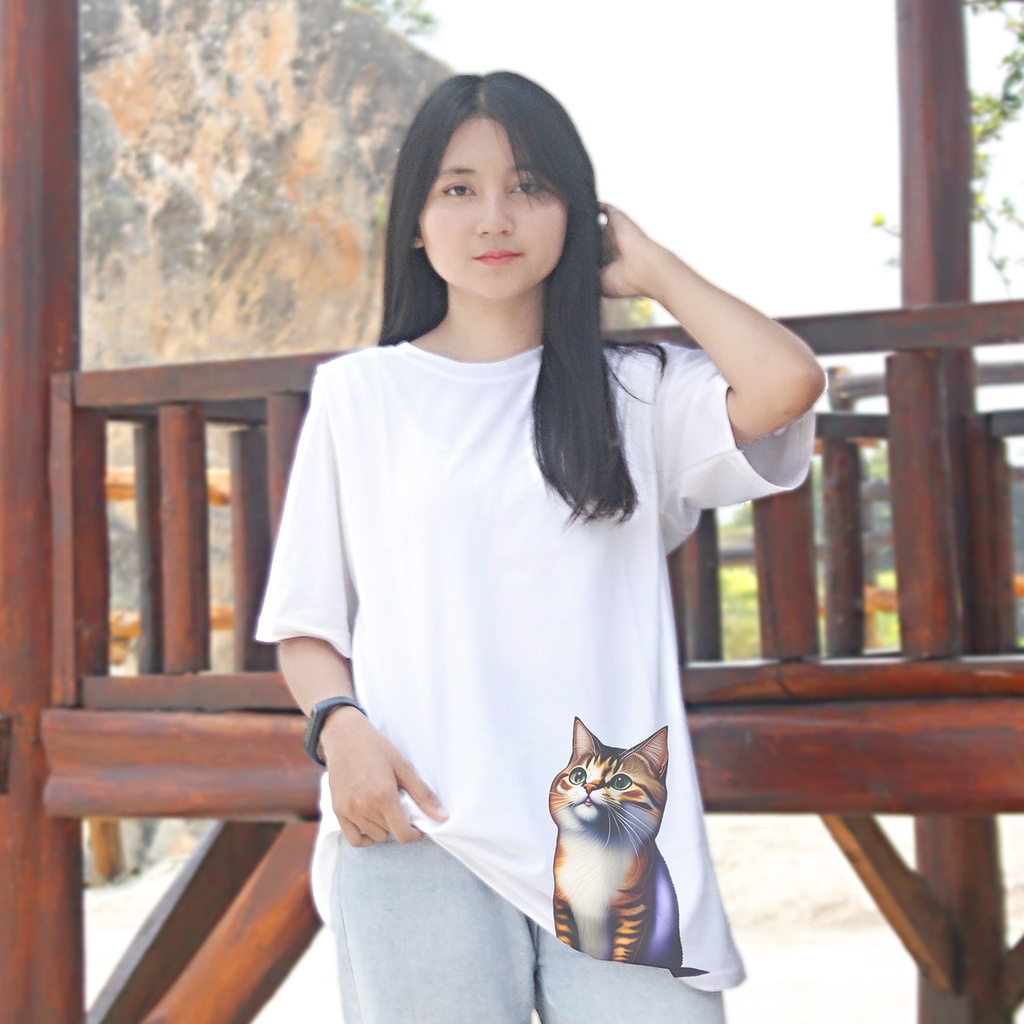 LINEAL OVERSIZE - |Kaos Oversize Cute Cat T-Shirt|