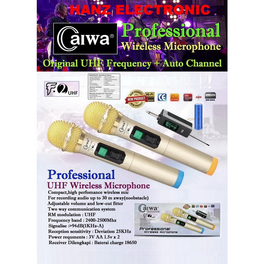 MIC WIRELESS 2 MIC GAGANG C-AIWA F 2 ORIGINAL