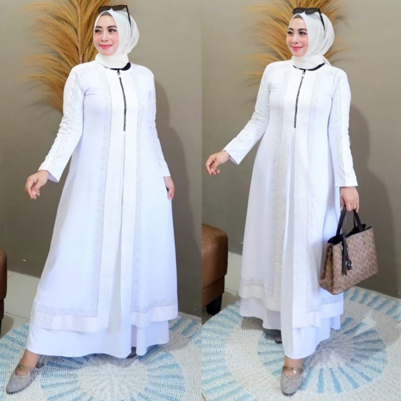 abaya Salamah/abaya kekinian/abaya putih