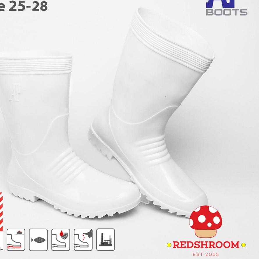 ➱ Sepatu Boot Pendek AP BOOTS AP 1 PUTIH PERAIRAN PERIKANAN ◙