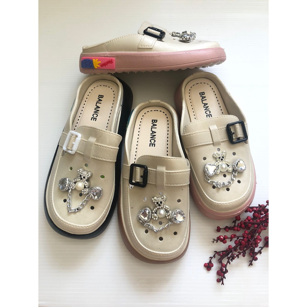 Sepatu Sandal Slop Anak Perempuan Cewek Jibbitz Import Jelly Balance LLJ-039