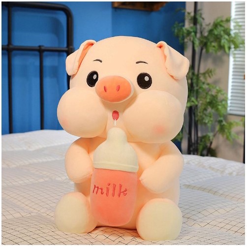 BONEKA BABI PIG BOTTLE MILK IMPORT UKURAN MEDIUM -/+45CM BONEKA BABI PEGANG BOTOL SUSU Boneka Imut