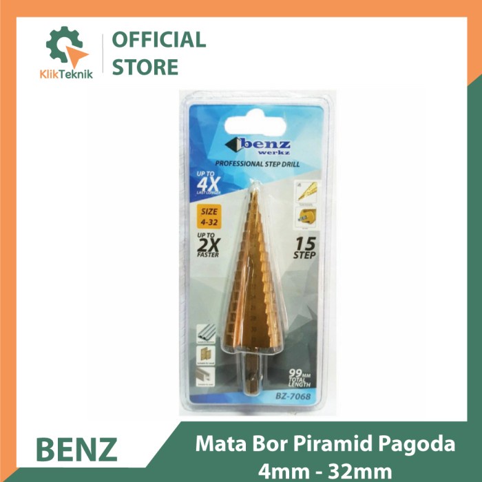 Mata Bor Besi Pagoda 4mm - 32mm / Mata Bor Piramid / Mata Bor Ulir