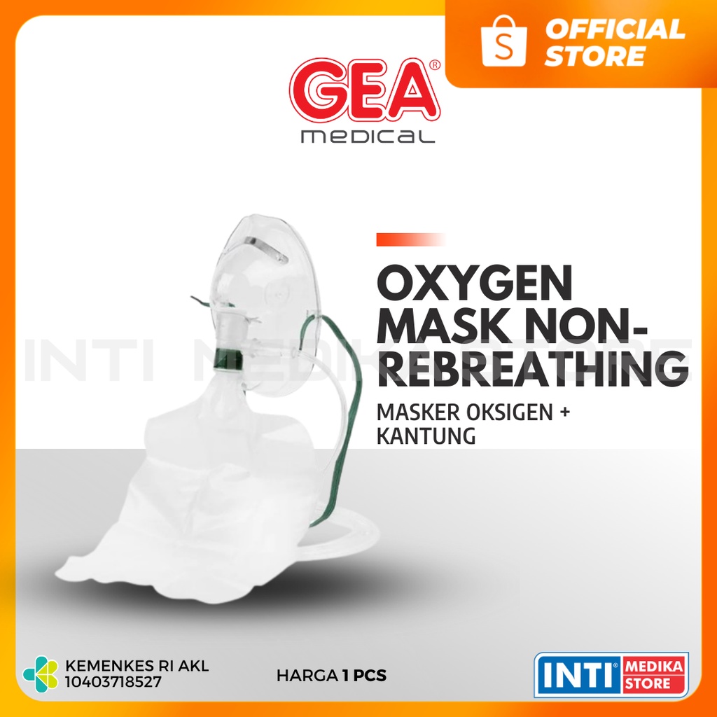 GEA - Masker Oksigen Non Rebreathing Mask | Masker NRM Kantung