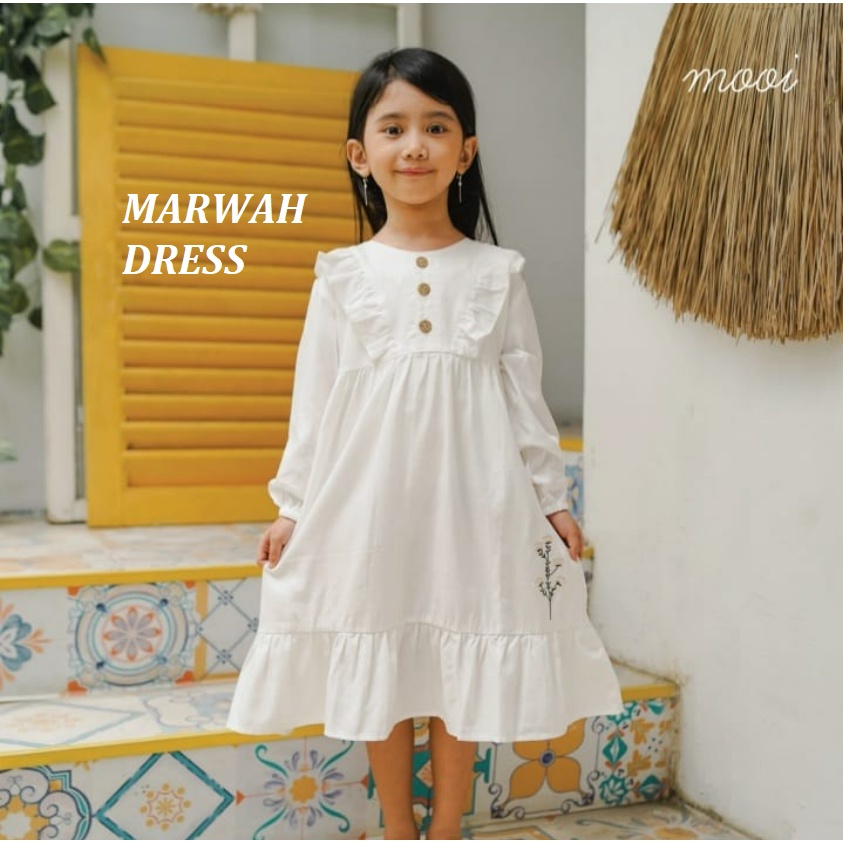 Mooi Havva Dress 1-10 Tahun Dress Raya / Marwah Gamis Ruffle Lebaran Anak Perempuan Seri Raya Keluarga Pakaian Muslim CBKS