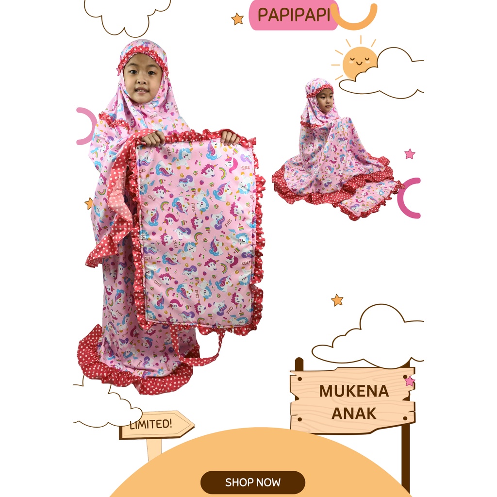 MUKENA ANAK PLUS SAJADAH KATUN MICRO UNICORN SET