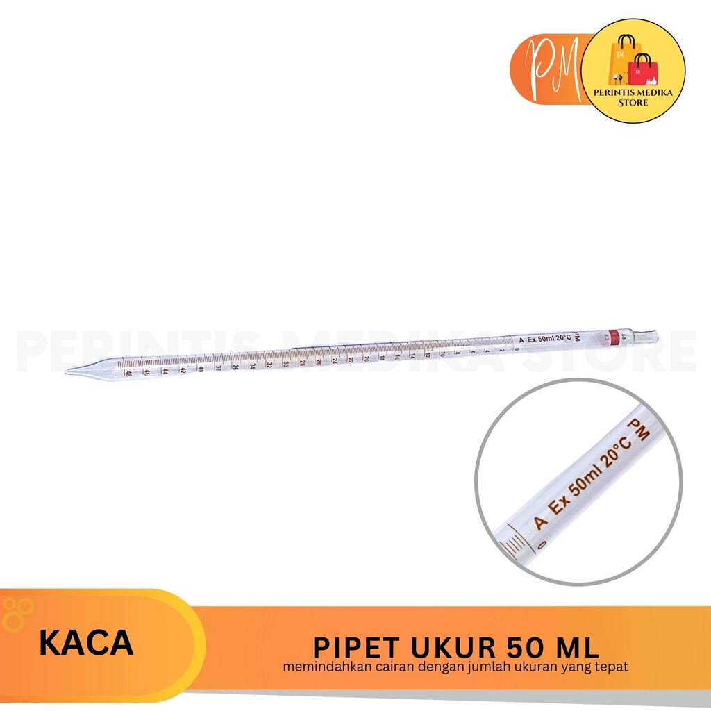 Pipet Ukur Kaca 50 ml Garis Marun l Pipet Ukur 50ml Memiliki Skala Terkecil 0.2ml