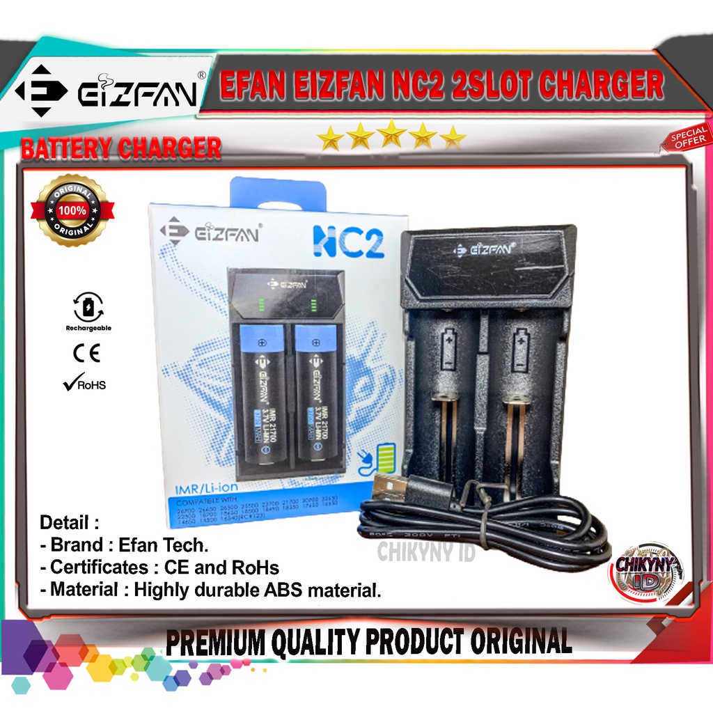 EFAN EIZFAN NC2 2 SLOT CHARGER BATTERY BY EFAN TECH