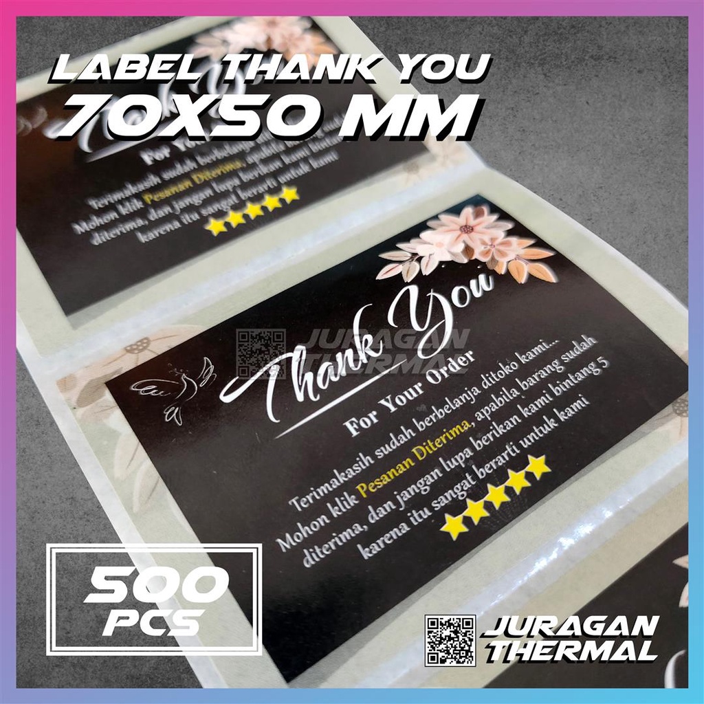 

Label Stiker Thank You Sticker Terima Kasih Online Shop isi 500 PCS