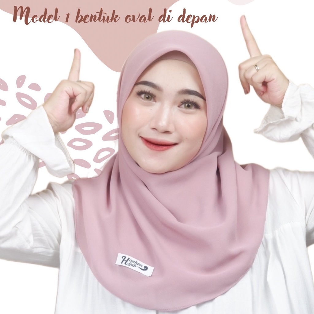 Hanhan Hijab - Segiempat Oval Inara Polos Ceruty Premium / Segi Empat Inara Malay