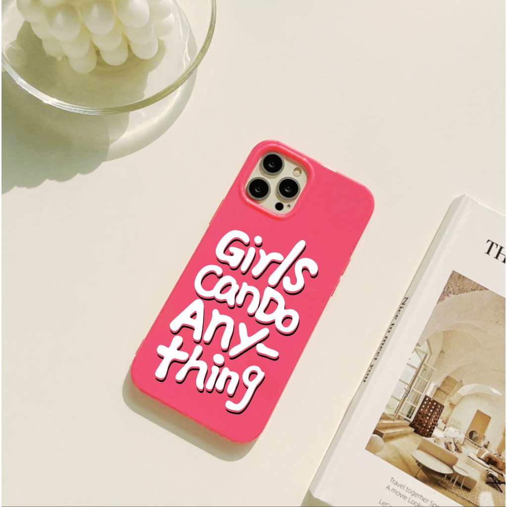 PRINTING Glossy Silicone Hotpink Cute case for iphone 13 14 pro max