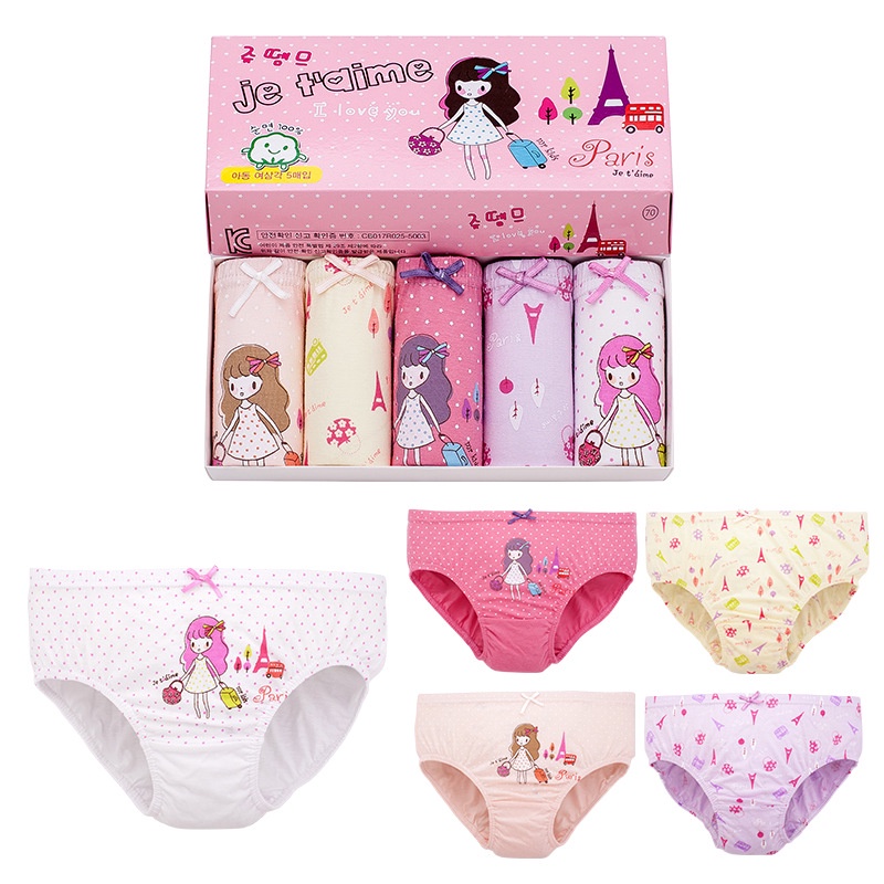 Celana Dalam Kotak Anak Perempuan Set 5in1 Premium