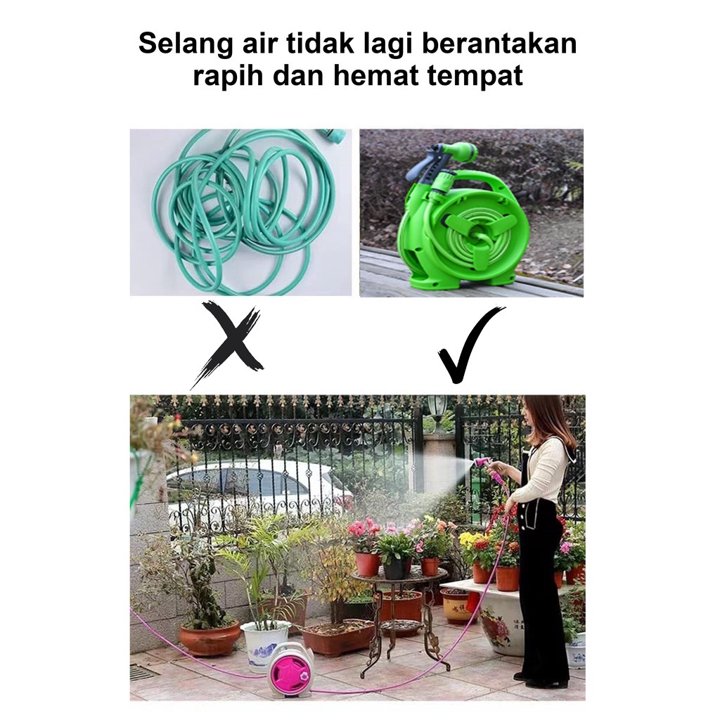 PAKET SEMPROTAN SELANG AIR 10 METER MICRO HOSE REEL SET JET SPRAY SIRAM TAMAN KEBUN ALAT CUCI MOTOR MOBIL COD