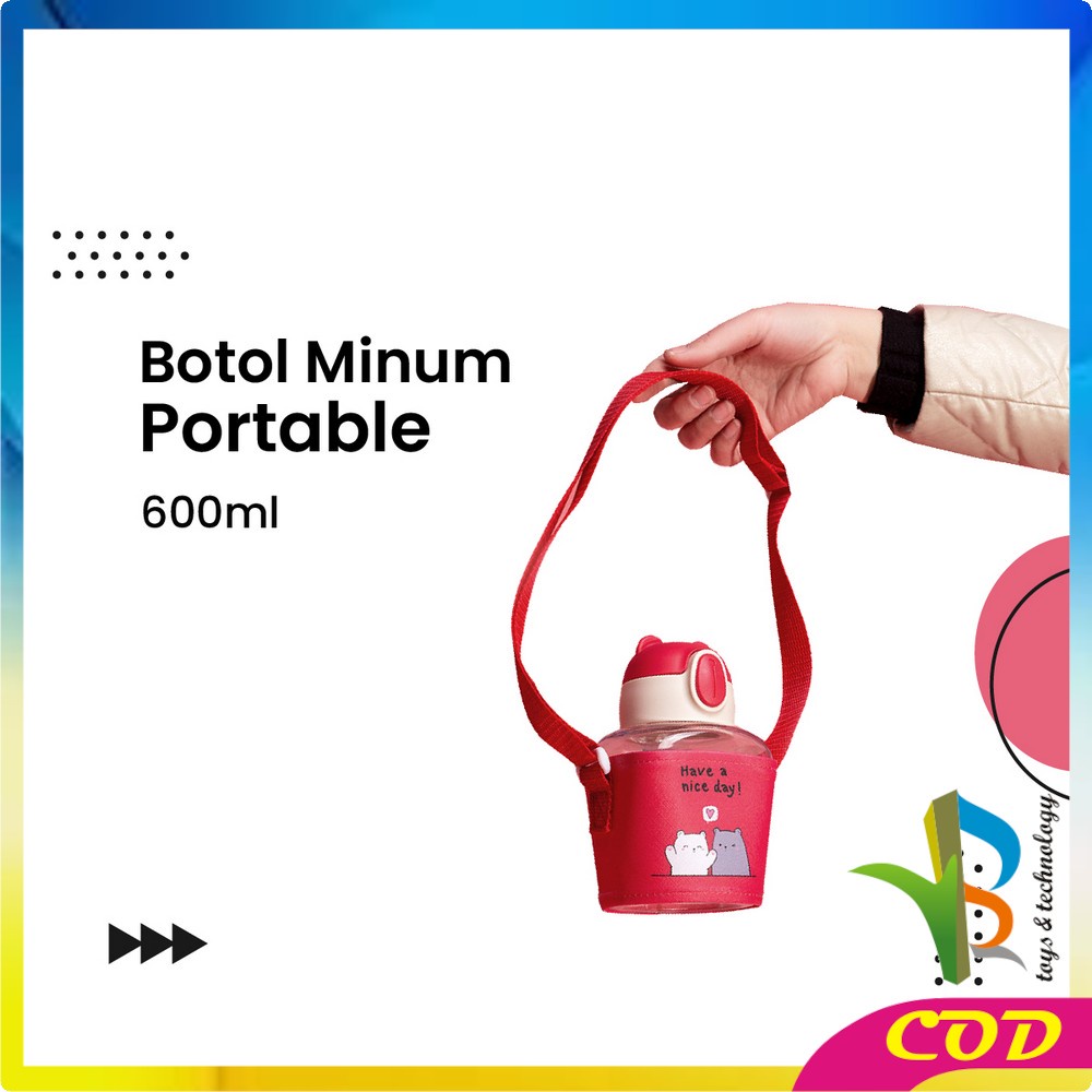 RB-C469 Botol Minum Anak Karakter 600ML Tempat Minum Anak TK Lucu Dengan Sedotan / Bottle Minum Kids Portable BPA FREE